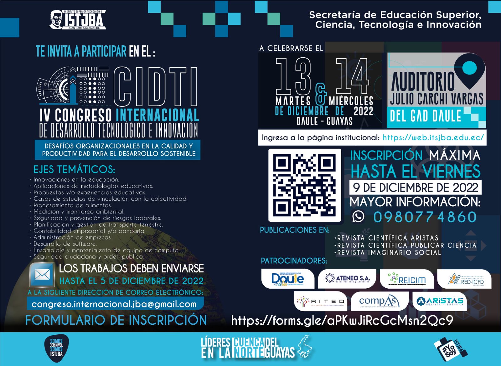 INVITACIÓN: IV CONGRESO INTERNACIONAL DE DESARROLLO TECNOLÓGICO E INNOVACIÓN,